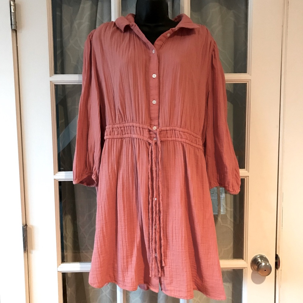 100% cotton GAP size XXL (2XL) women’s blush pink dress in gauzy muslin fabric